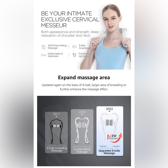 Neck, Shoulder, Waist, Legs Massager Pain Relief Deep Tissue Shiatsu Portable - Picture 7 of 8